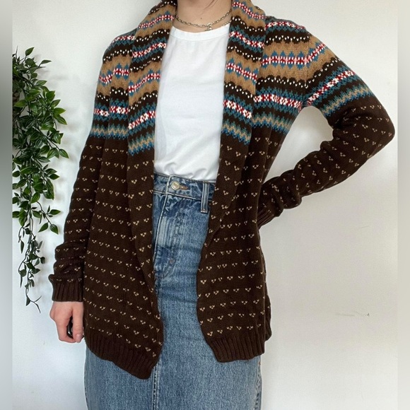 Chaps Ralph lauren womens south Western Knit cardigan  sz L/P Aztec Vtg 80s - Picture 5 of 12